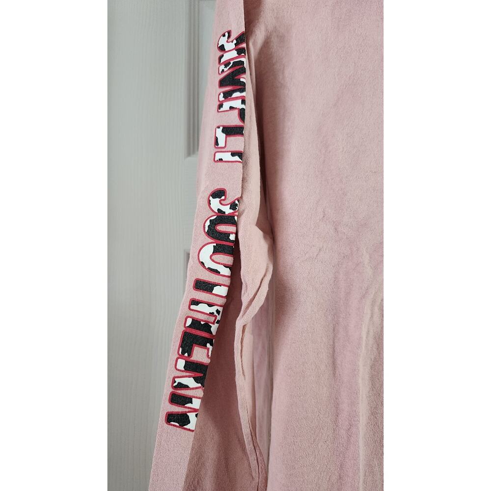 Simply Southern NC North Carolina Long Sleeve Pocket Pink Cow Print Large #598 - Picture 4 of 6